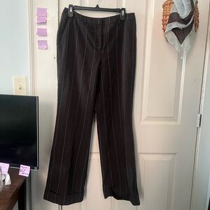 New York & Company Black Pinstripe Trousers with Subtle Purple Accents
